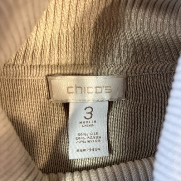 Chicos tan turtleneck sweater size 3 or XL silk blend - Picture 2 of 6
